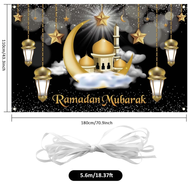 Ramadan Dekorationer Ramadan Mubarak Baggrundsbanner, Muslimsk Ramadan Banner Sort og Guld