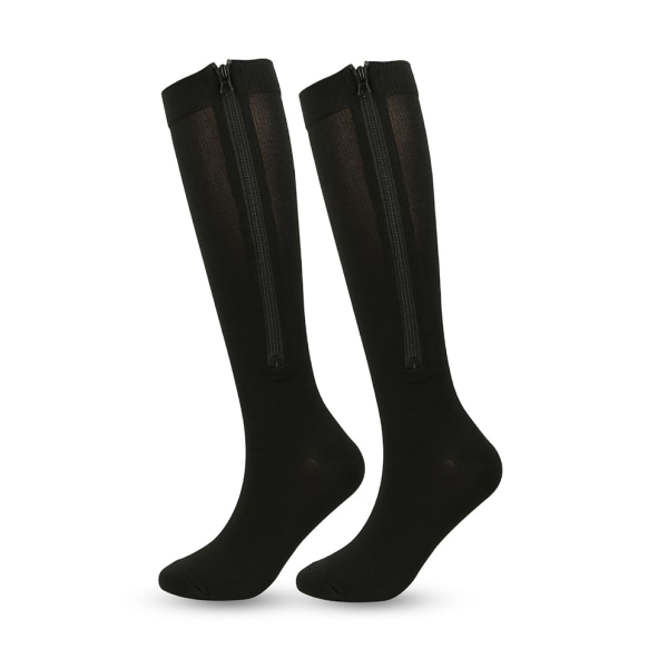 2 pairs of compression socks with zipper for men and women black