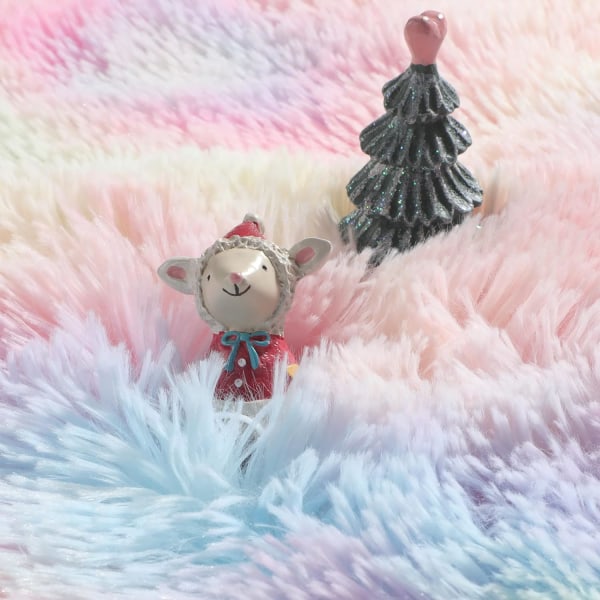 Regnbue Fluffy Tepper for Jenter Soverom, Unicorn Rom Decor, Pa