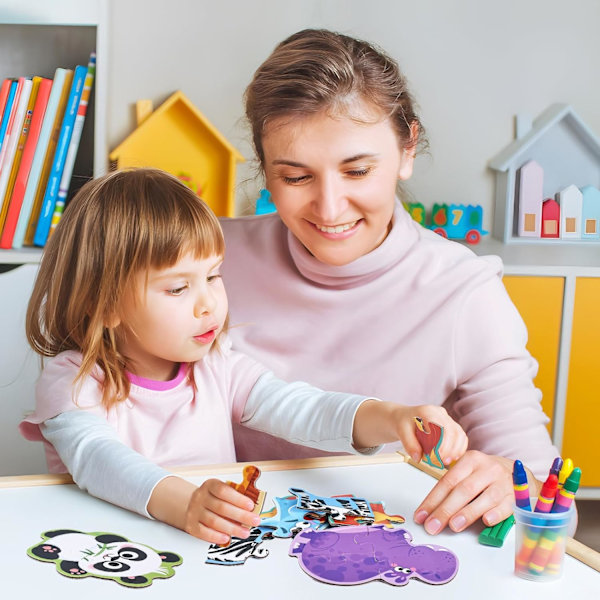 Montessori-palapelit lapsille - Palapelit lapsille, 6 pakkausta, Palapelit, Leikkikalut lapsille 3, 4, 5 vuotta, Koulutukselliset Montessori-lahjat wildlife