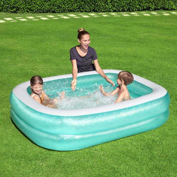 Rektangulær Oppustelig Familiepool, Grøn, 201 x 150 x 51 cm