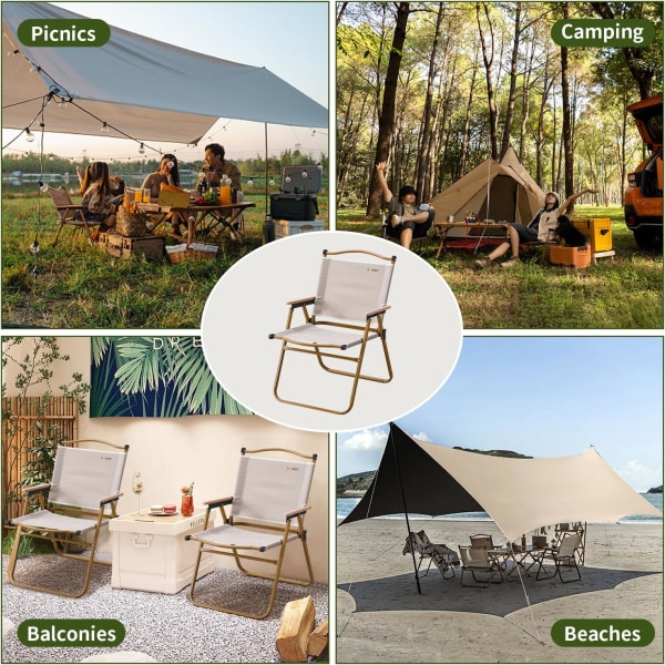 Campingstol, fällbar utomhusträdgårdsstol, armstöd av trä Relax Camp Chairs, Bärbar hopfällbar