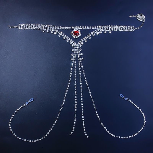 Boho Rhinestone Lingeri Sølvkæde Krystal Thong Bikini G-streng Body Smykker Tilbehør til kvinder og piger