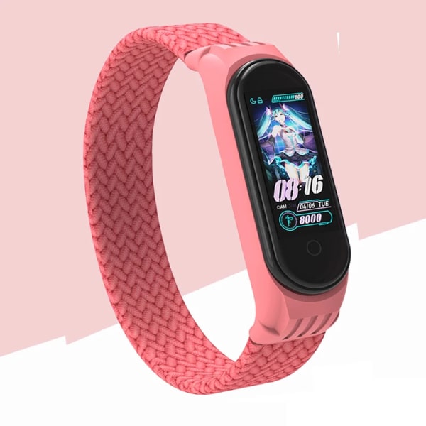 Nylon flettet urrem til Xiaomi Mi Band 4 3 rem Solo Loop NFC ur armbånd kvinder Smart Band gavebælte Correa Mi Band 7 6 5 Pink Pink Mi Band 7 6 5 4 3