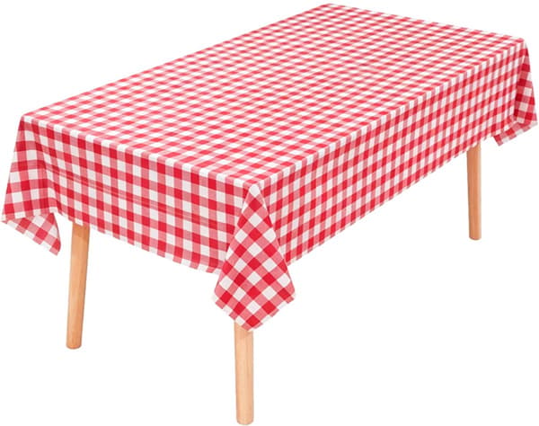 Röd Rutig Duk 137x274 Cm Rektangulär Engångs Plastduk För Picknick Bröllopsfest Födelsedag