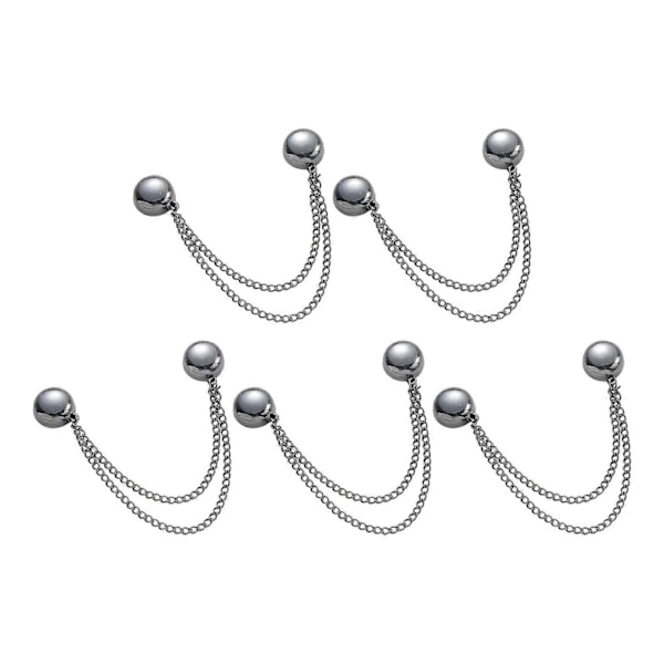 5 kpl Magneettisia Klipsejä Housuihin, Magneettisoljet Ketjulla, Monikäyttöiset Vaatteiden Kiinnikkeet, Magneettineulat Huiviin, Neuletakkiin, Hihansuuhun, Reunaan_xx Silver Black