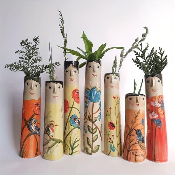 Kreative ansiktsknoppvaser Håndlaget Boho Små vaser for blomster Gårdshusrom Hjemmeinnredning Bud Vase E