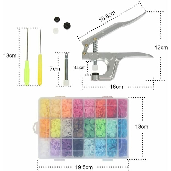 Trykknapper med TRYKKNAPPTANG, 360 sett med T5-trykknapper i 24 farger for DIY-prosjekter (trykknapper med TRYKKNAPPTANG)_xx