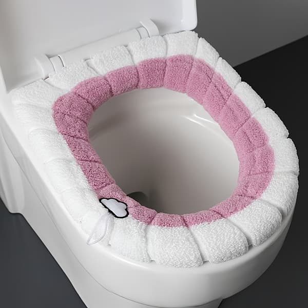 Toalettsitsdyna, non-stick, söt, varm, bärbar, för alla årstider Pink