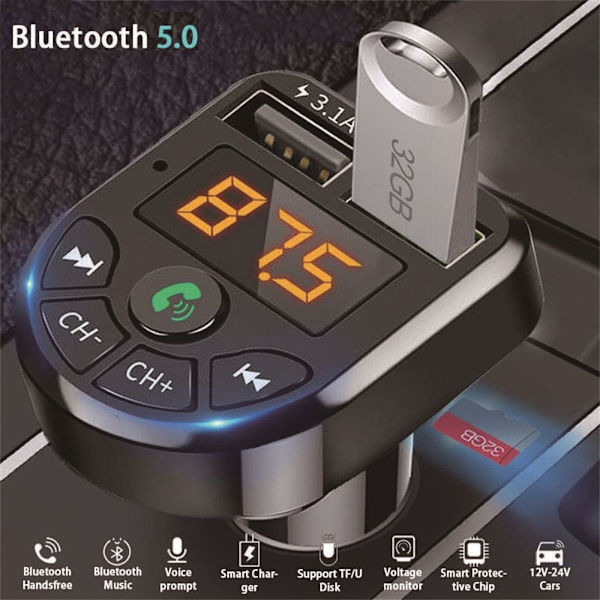 Bluetooth Bil FM MP3-spiller USB-lader