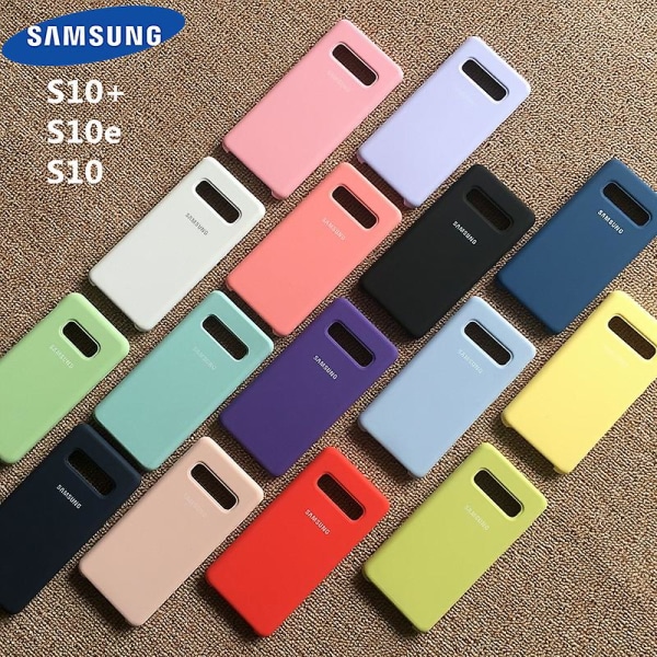 S10- case Original Samsung Galaxy S10 Plus S10e Silkeslen silikonhölje för S10-mörkblå