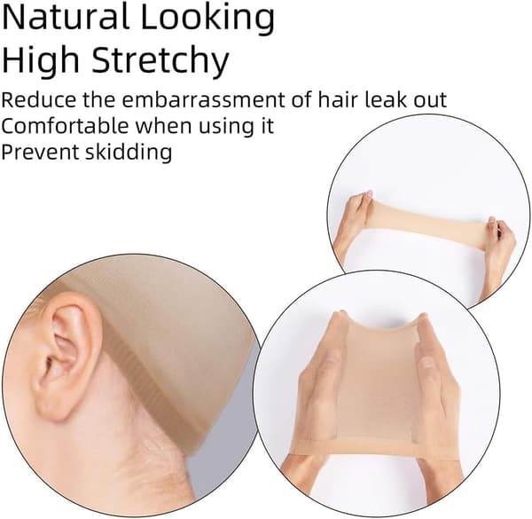Perukmössa, 8 st perukmössor hårnät nylonset, stretchig elastisk andningsbar perukmössa foder, peruknät 8 neutrala nude beige 8PCS-B