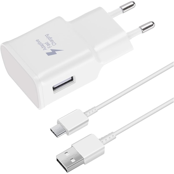 Snabbladdare, 1,5 m kabel, kompatibel med Samsung Galaxy S22 S21 S20 S8 S10 S9 Plus Note 7 8 9 10 A53 LG, HTC white