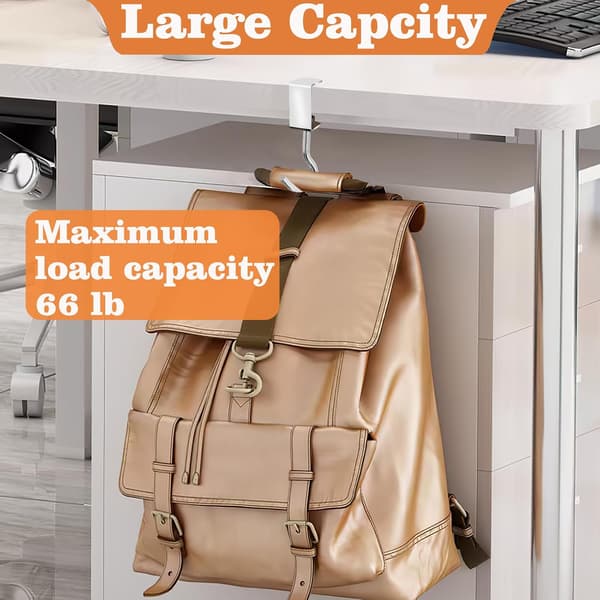 6 Pcs. Adjustable Table Hooks for Hanging Bags, Heavy Duty Metal Backpack Hooks for Desk