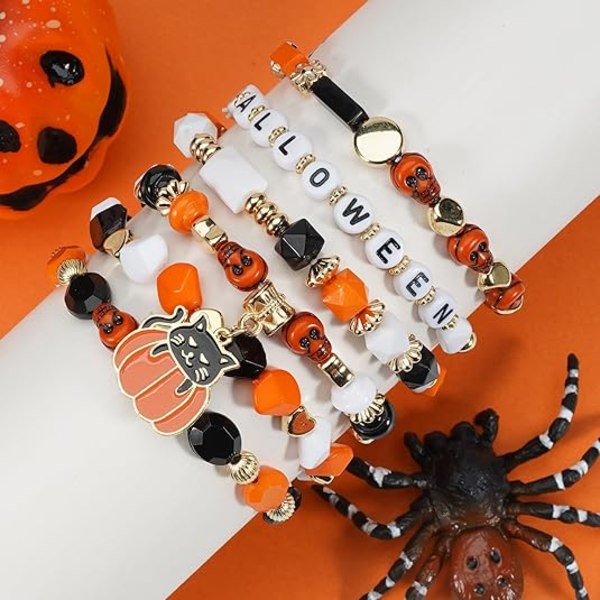 Halloween-armbånd Stapbar Heishi-perle Strekk-armbånd (Stil 17) Style 17