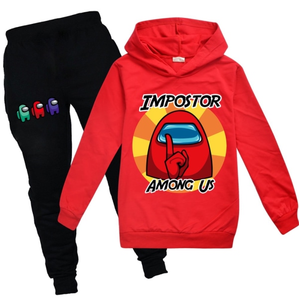 Among Us Børne Baby Drenge Piger Hoodie Sweatpants Sæt Rød Red 160