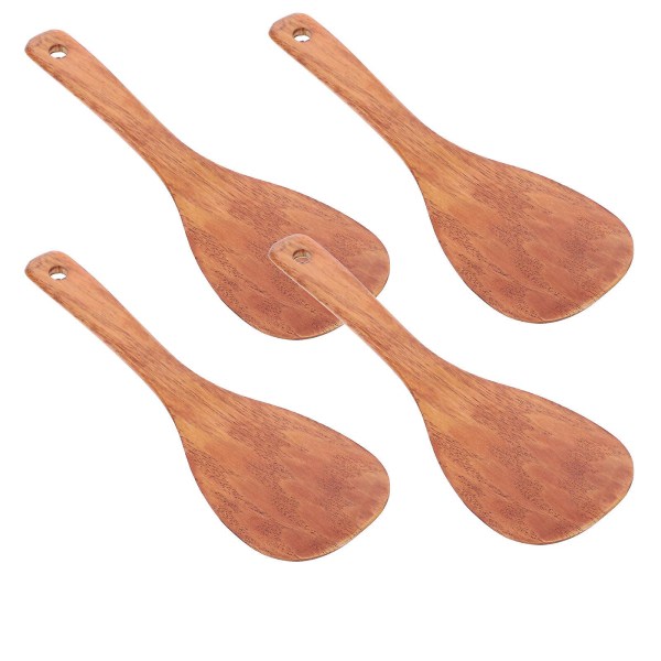 4 st risskedar av trä, non-stick risskedar Praktiska risskedar för kök (22X8X0,5 cm, träfärg)