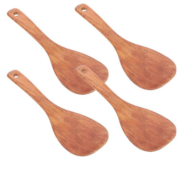 4 stk træ-risskeer Non-stick risskeer Praktiske risskeer til køkken (22X8X0.5CM, træfarve)