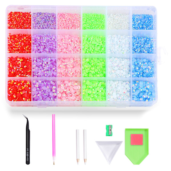 Nagelkonst Strassats med lim Strass Flatback AB Kristall Nagelkonst Set Strass Nagelstenar iriserande 1 0.38