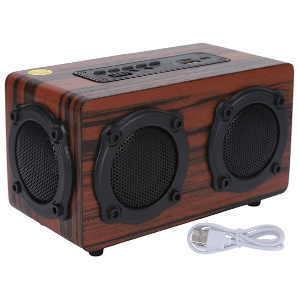 Trådlös Bluetooth-högtalare i trä med stereoljud, radiostöd, minneskort, AUX-ingång och portabel retrodesign_xx