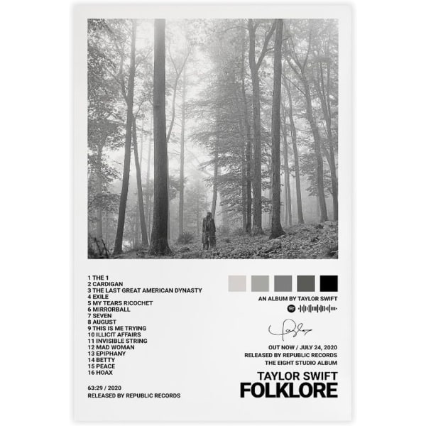 Popstjerne Canvas Poster for Taylor Swift For Room Estetisk Canvas Veggkunst soverom FOLKLORE FOLKLORE 20*30CM