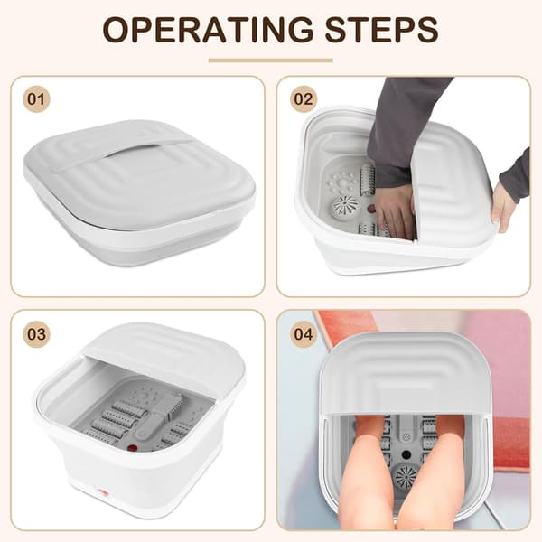 Fotspa-badmassager med värme, konstant temperatur, bubblor, vibration, rött ljusterapi för avkoppling och stresslindring 37x14CM