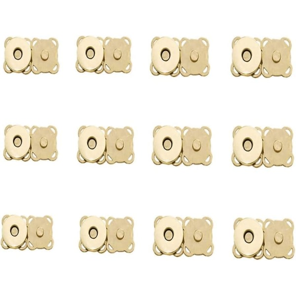 12 sarjaa magneettinapsauksia Ompele magneettinen luumupussin soljet Napinnapit (15 mm) (kulta)
