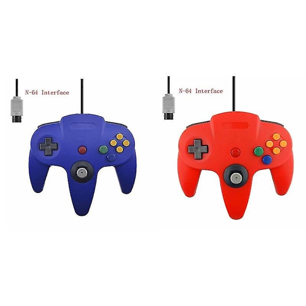 2-pakks Klassisk Ledningsbasert N64-Kontroller Retrospill 64-bitts Spillkontroll Joystick Erstatningskontroll 25 2pcs
