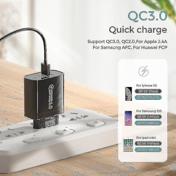 30W USB C-laddare Snabbladdare för iPhone 13 12 Xiaomi Huawei Samsung Quick Charge 3.0 4.0 Mobil( Storlek,färg : Eu-svart