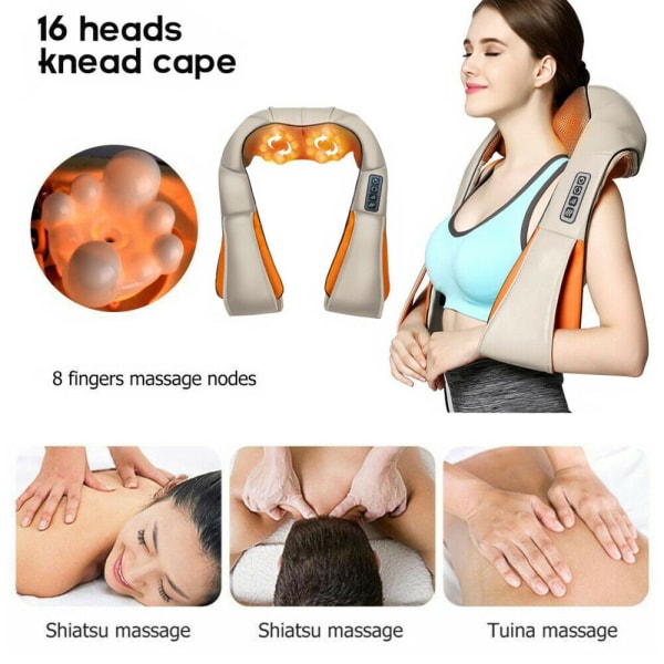 Elektrisk massager shiatsu nacke rygg massage vibration värme funktion