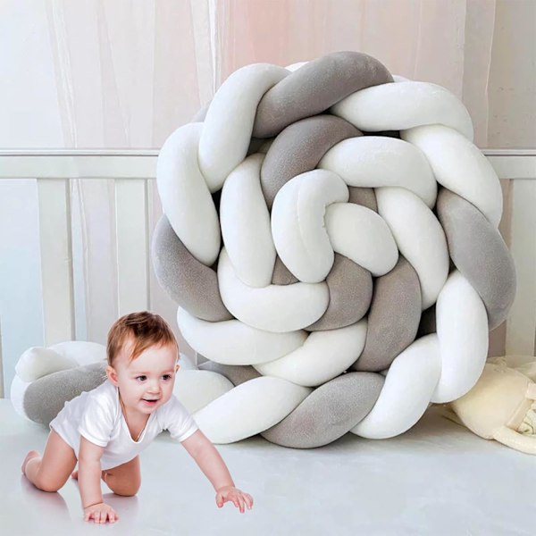 En-delt sprinkelsengspute, bomullsbaby pute, ideell for reiser, fløyels pute for babyer, 2,5m Grey white 2.5m