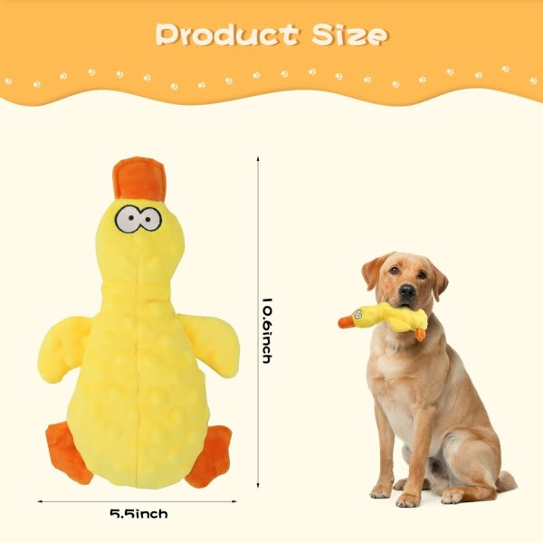 Hundleksak Anka plysch Pipande valpleksaker Liten hund Crinkle Toy Mjuka hundleksaker för tristess och underhållning (gul)