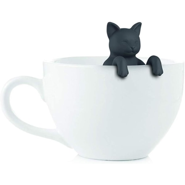 Tea Infuser, 2-delad silikon tesil te ägg te filter Tea Infuser teboll, tefilter (grå + svart)