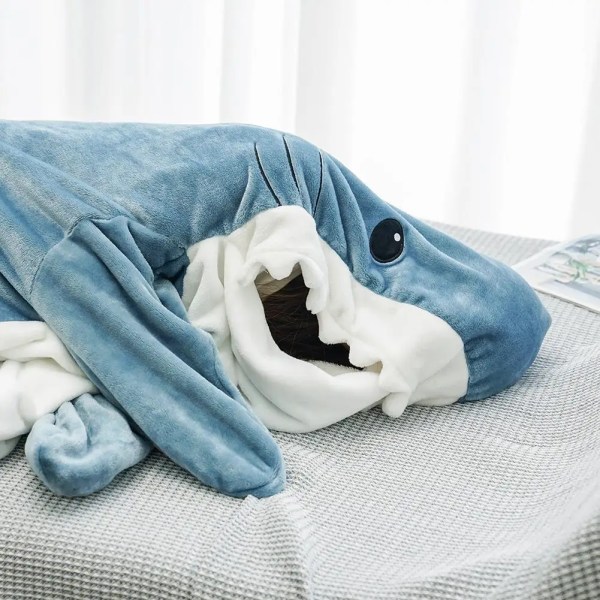 Cartoon Shark Sovepose Pyjamas Office Nap Shark Tæppe XL