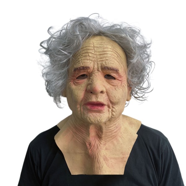 Halloween cosplay bestemor maske fest rekvisitter voksen gray hair