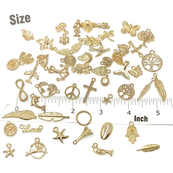 Engros Bulk 50 STK Blandede guld charms vedhæng DIY til halskæde armbånd smykker fremstilling og håndværk