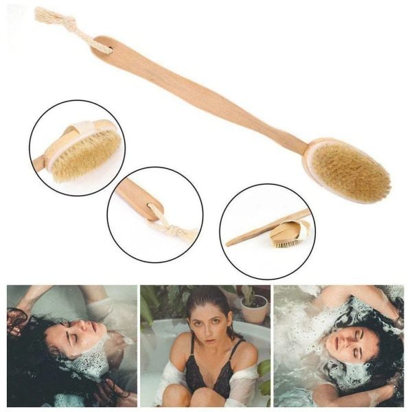 3-delad badborste med långa trähandtag & ryggborste & spa-set, massageborste ryggborste kroppsborste