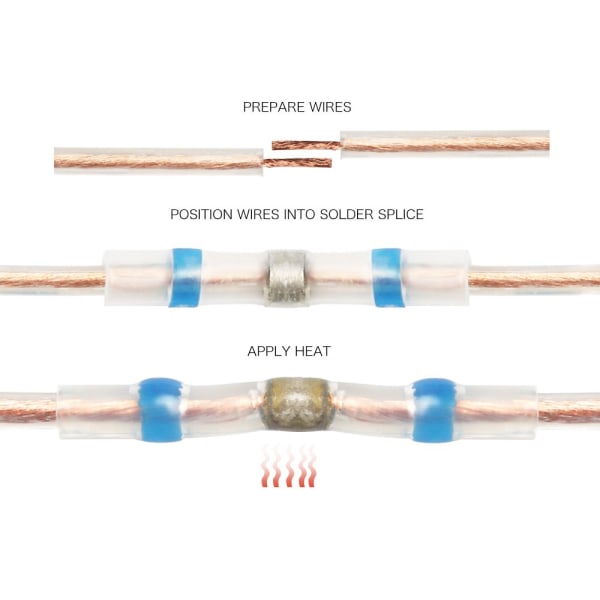 100 st lödkontakter 4 olika storlekar värmekrympbara kabelkontakter sortiment