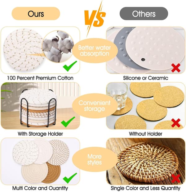 Absorberende Coasters Sæt med 10 til Boligindretning 10 cm Runde Drikkemåtter Nordisk Design