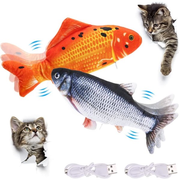 Floppy Fish Cat Toy - katteleker for innekatter, 11" interaktive kattemynteleker for katter