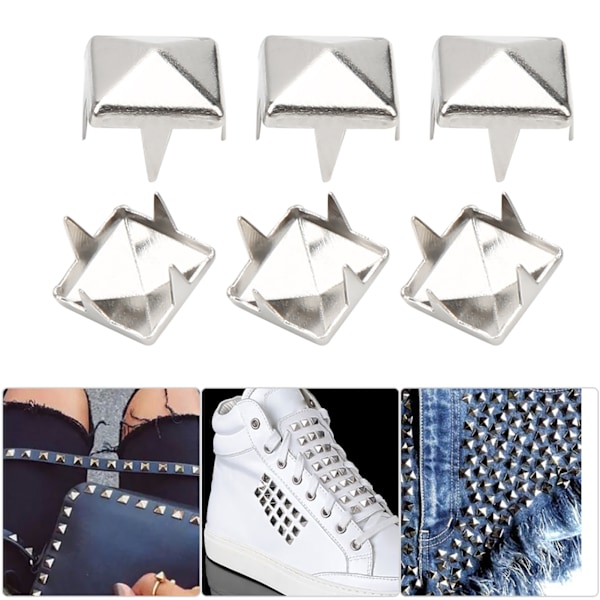 400 set 4MM-7MM DIY läderhantverk nagel nitar fyrkantiga nagel nitar väskor skor bälte tillbehör Silver 4mm 0.1