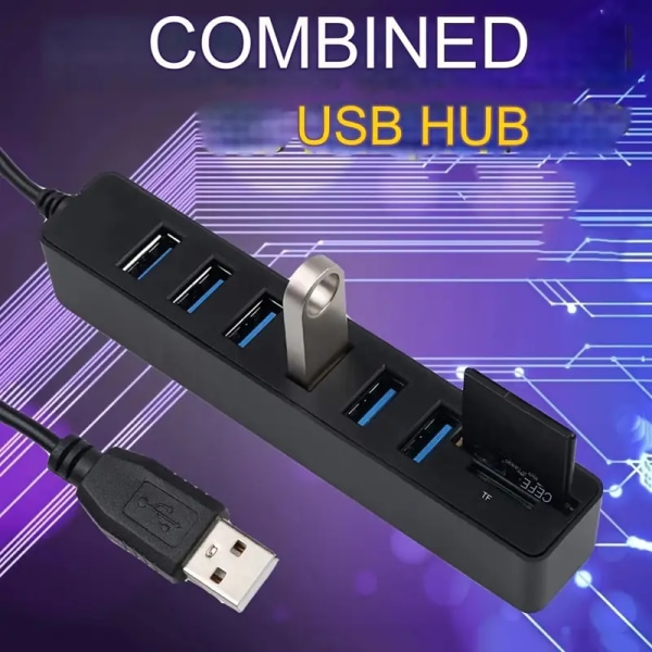 Hub USB A Multiport Adapter 6 i 1 USB A Hub Adapter USB A til USB