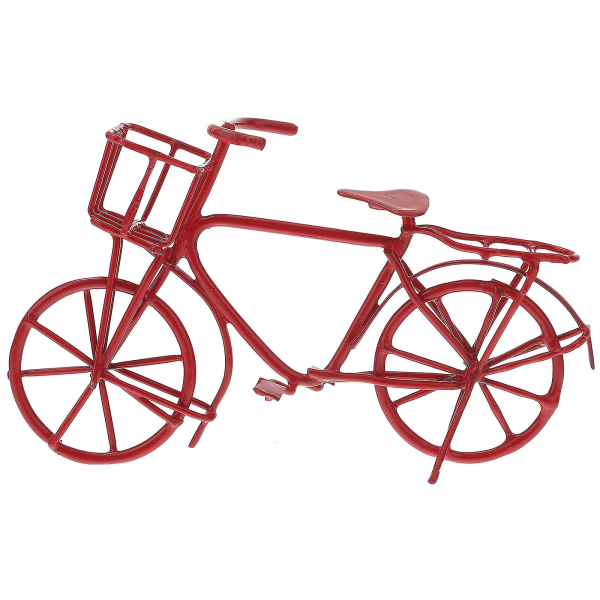 Fingercykel Miniature Doll Cykellegetøj Minicykler Legetøj Dukkehustilbehør（8,2x4,5cm，rød）