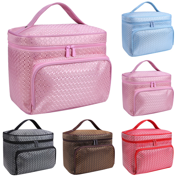 Makeup Bag Bärbar Argyle Slät Reflextejp Dragkedja Förvaring blue