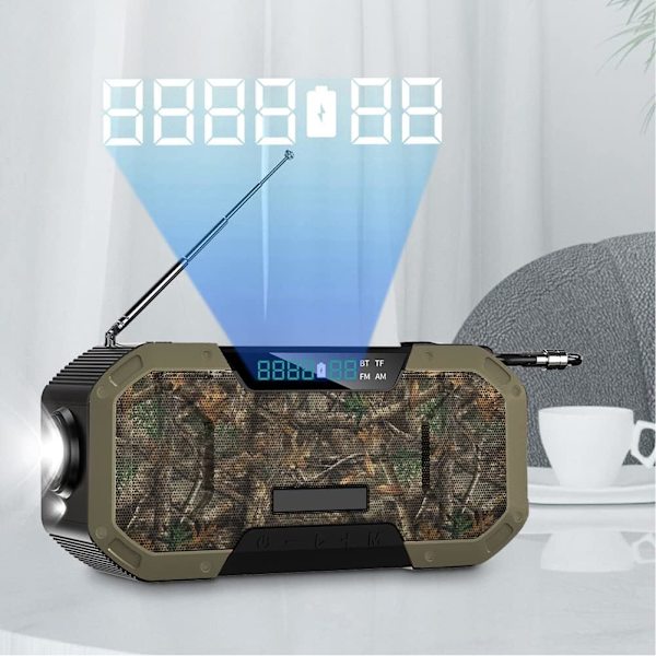 Vevradio med solpanel, 5000mAh Digitalradio med LCD-skärm, IPX5 Vattentät Solhandvevradio