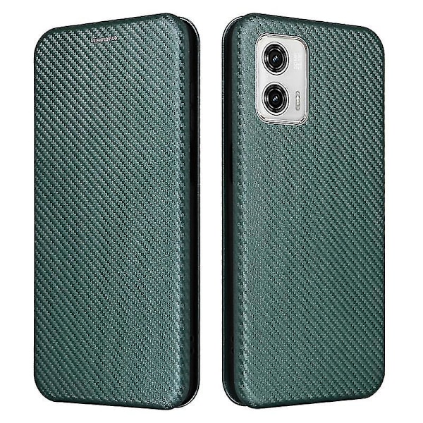 Kompatibel med Motorola Moto G73 5g deksel i karbonfiber Folio Flip beskyttende magnetisk deksel Green