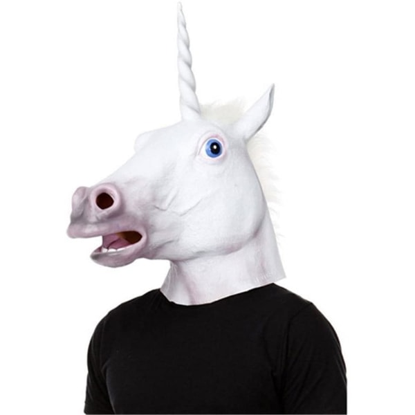 Hestemaske Halloween Kostyme Fest Dyrehode Latex Maske Hest weiß