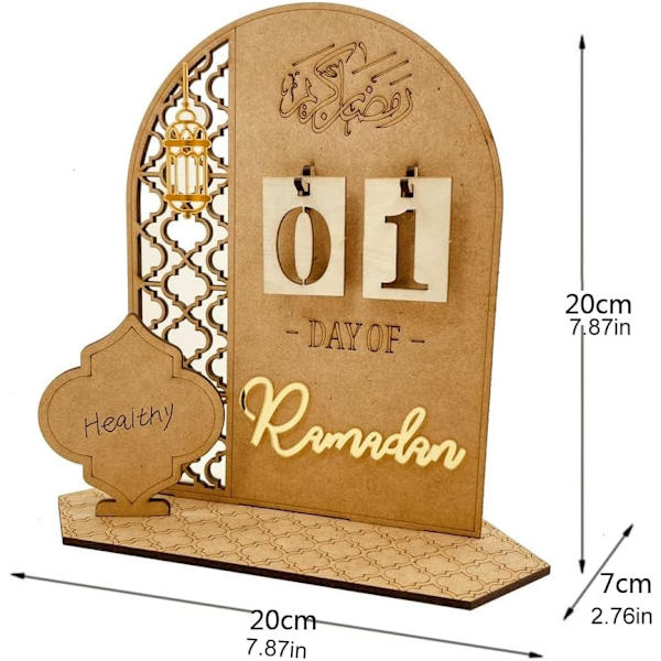 Ramadanin Adventi-kalenteri Puinen Laskurikalenteri Koristeet Kotiin, 30 Päivää Eidille