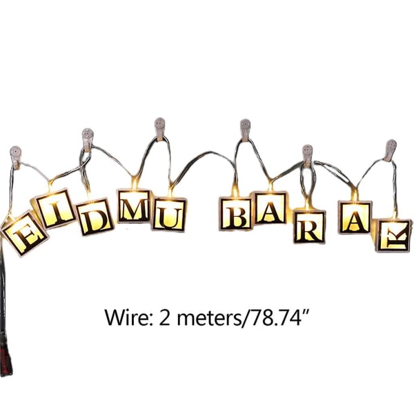 2m 10 LED-lys Eidmubarak-bokstavstreng for Ramadan-dekor Aa Buttery-drevet for ideell boligdekor muslimsk islamsk husholdning