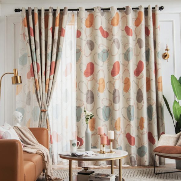 Orange Circle Mörkläggningsgardiner för Vardagsrum Modern